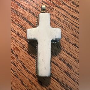Tibetan Silver Bone Cross Pendant